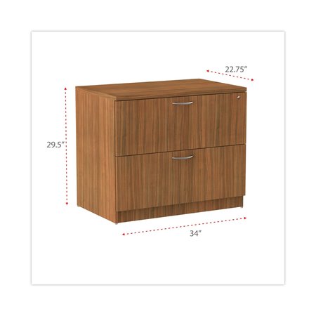 Alera 34" W 2 Drawer File Cabinet, Modern Walnut, Legal/Letter ALEVA513622WA